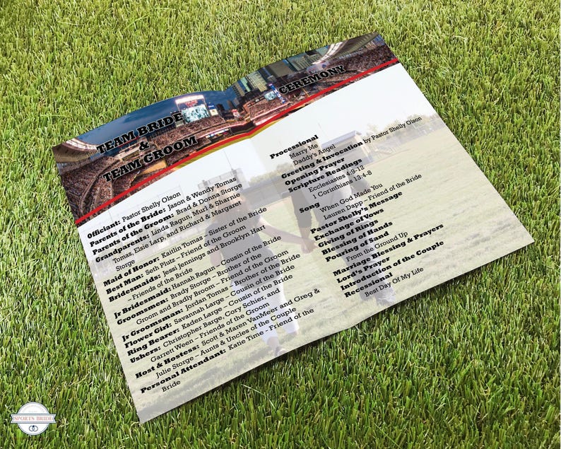 Minnesota Baseball Wedding Day Program Magazine, Philadelphia Sports Theme Wedding Team and Ceremony Folded Booklet, Personalized Timeline image 8