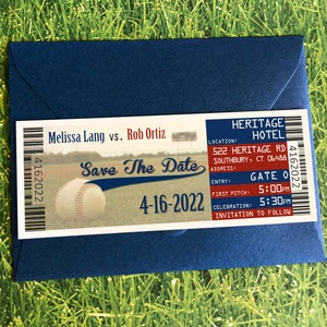 Baseball Wedding Ticket Save the Date Magnet, Elopement Reception Announcement Magnet Invitation Template, Custom Baseball Cards image 7