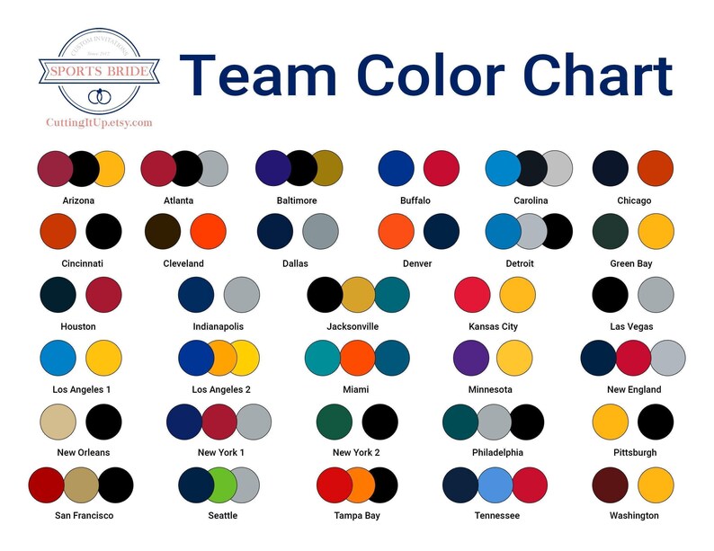 basketball team color chart showing professional team-inspired color palettes for custom wedding stationery, invitations, signs and sports-themed paper goods