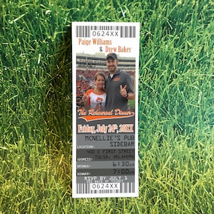 Football Ticket Wedding Rehearsal Dinner Invitations, Football Theme Invite Template, Oklahoma State Sports Wedding Printable Tickets image 1