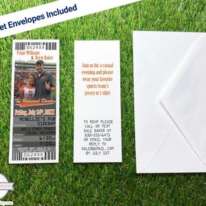 Football Ticket Wedding Rehearsal Dinner Invitations, Football Theme Invite Template, Oklahoma State Sports Wedding Printable Tickets image 3