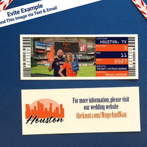Personalisierte digitale Baseball Hochzeitseinladung, DIY Save the Date Ticket, benutzerdefinierte Sport Thema Evite, druckbare Houston Hochzeitseinladung