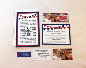 St Louis Baseball Wedding Invitation Ticket and RSVP Set, Texas Sports Theme Tickets with RSVP Cards, Printed or PDF Printable Template