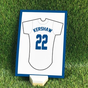 Baseball Table Number Wedding Jersey Signs, Los Angeles Sports Theme Reception Custom Decorations, Any Team Players Name or Stadium Section image 6