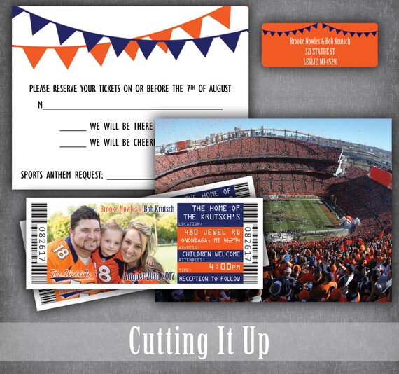 football wedding ticket invitations sports theme invitation etsy