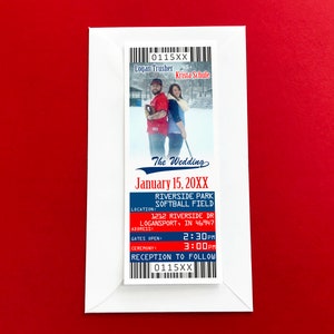 Baseball Wedding Invitation Ticket With RSVP Card, Cleveland Sports Team Themed Invite Suite Template, Washington Ballpark Vow Renewal Info
