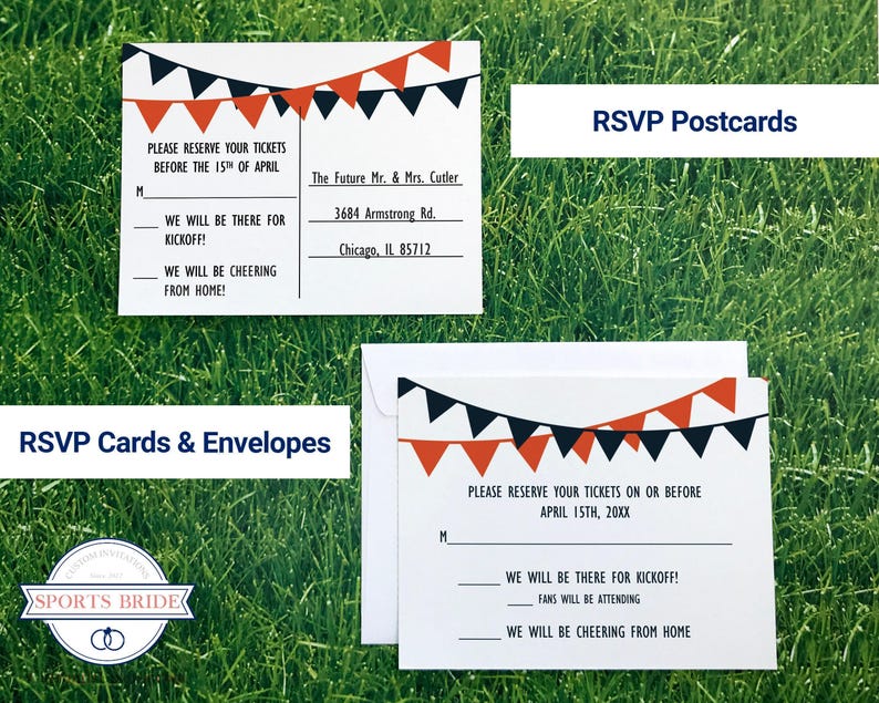 Football Wedding Ticket Invitation Suite, Chicago Sports Team Theme Vow Renewal Invites with RSVP Cards, Denver Bar Mitzvah Invite Template bild 4
