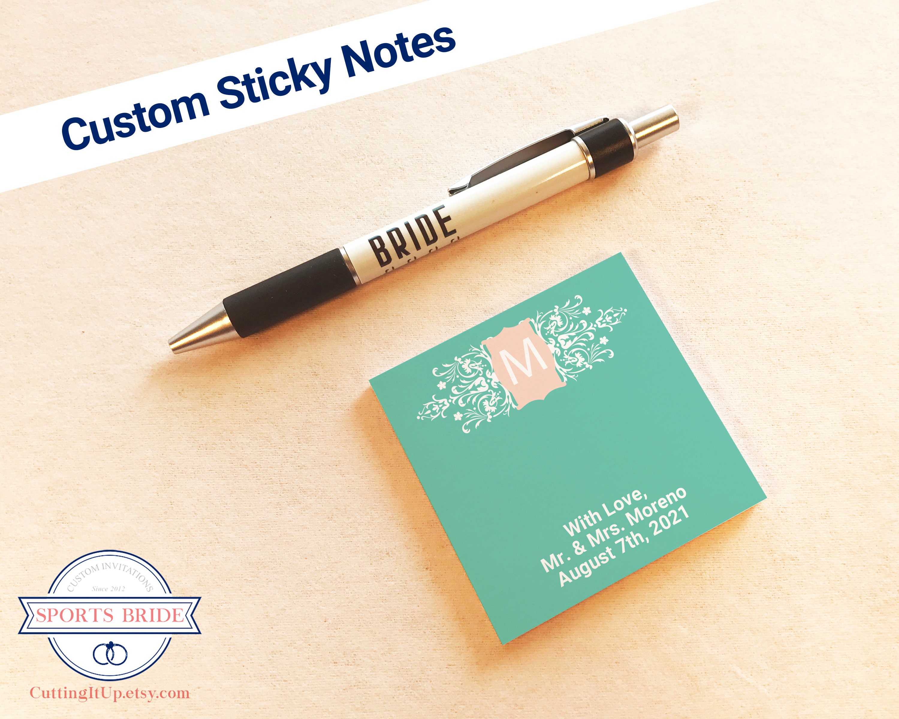 Custom Postit Notes or Personalized Sticky Notepad to use as Etsy
