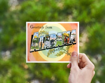 Alabama Save the Date Cards or Postcards, Greetings From Birmingham Alabama Destination Wedding Invitation RSVP Post Cards, Welcome Bag Note