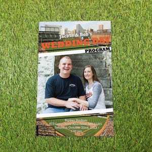 Baltimore Baseball Wedding Day Program, San Francisco Folded Wedding Magazine Booklet, Custom and Personalized Ceremony Timeline and Menu