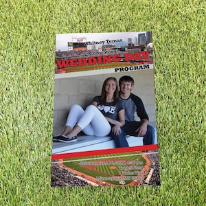Minnesota Baseball Wedding Day Program Magazine, Philadelphia Sports Theme Wedding Team and Ceremony Folded Booklet, Personalized Timeline image 1