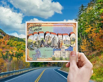 Colorado Mountain Save the Date Postcard | Outdoor Rocky Mountain Invite | Pikes Peak & Pueblo Big Letter RSVP