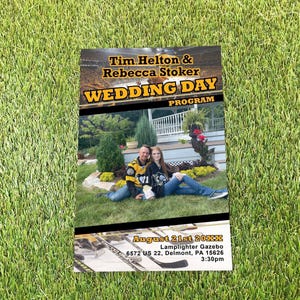 Pittsburgh Hockey Wedding Magazine Programs, Boston Ceremony Booklet Programs For Wedding, Custom Engagement Photo Timeline Template