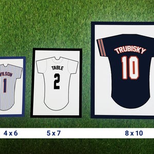 Baseball Table Number Wedding Jersey Signs, Los Angeles Sports Theme Reception Custom Decorations, Any Team Players Name or Stadium Section image 3