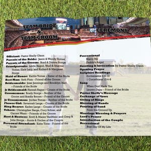 Minnesota Baseball Wedding Day Program Magazine, Philadelphia Sports Theme Wedding Team and Ceremony Folded Booklet, Personalized Timeline image 2