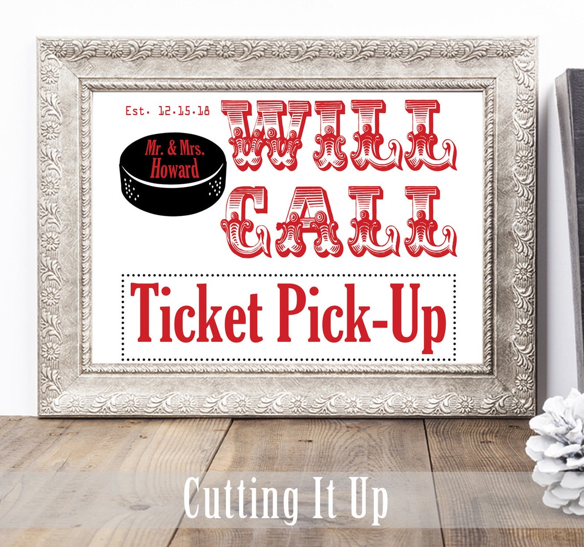 Hockey Will Call Ticket Pick up Sign / Sport Wedding Theme Etsy
