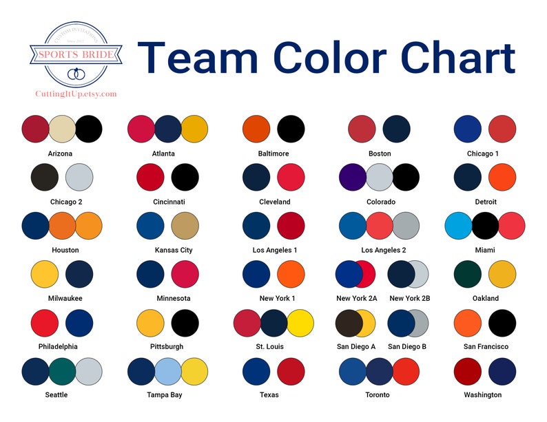 Baseball Team Color Chart