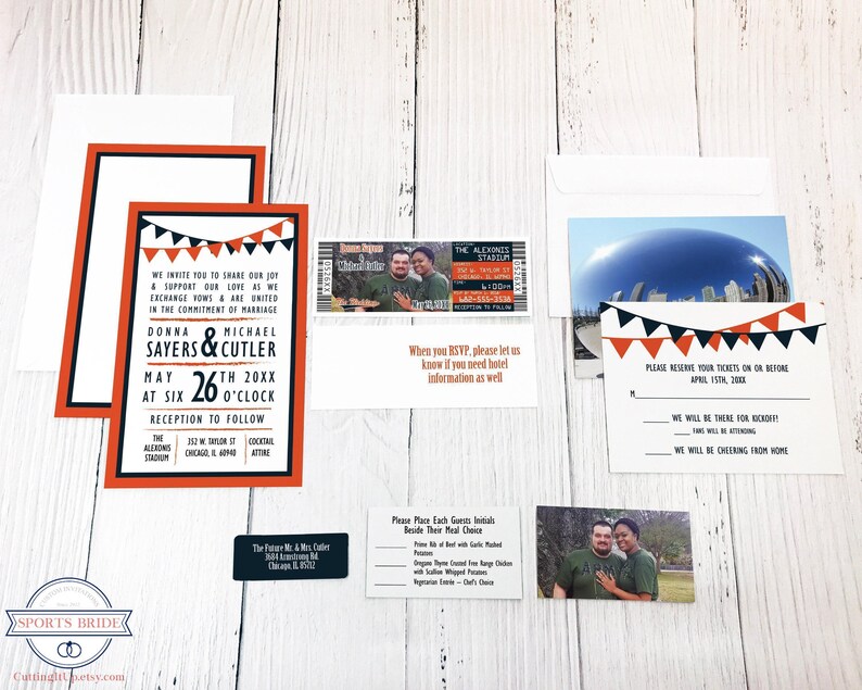 Football Wedding Ticket Invitation Suite, Chicago Sports Team Theme Vow Renewal Invites with RSVP Cards, Denver Bar Mitzvah Invite Template bild 10