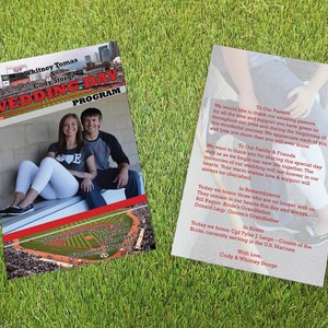 Minnesota Baseball Wedding Day Program Magazine, Philadelphia Sports Theme Wedding Team and Ceremony Folded Booklet, Personalized Timeline image 7