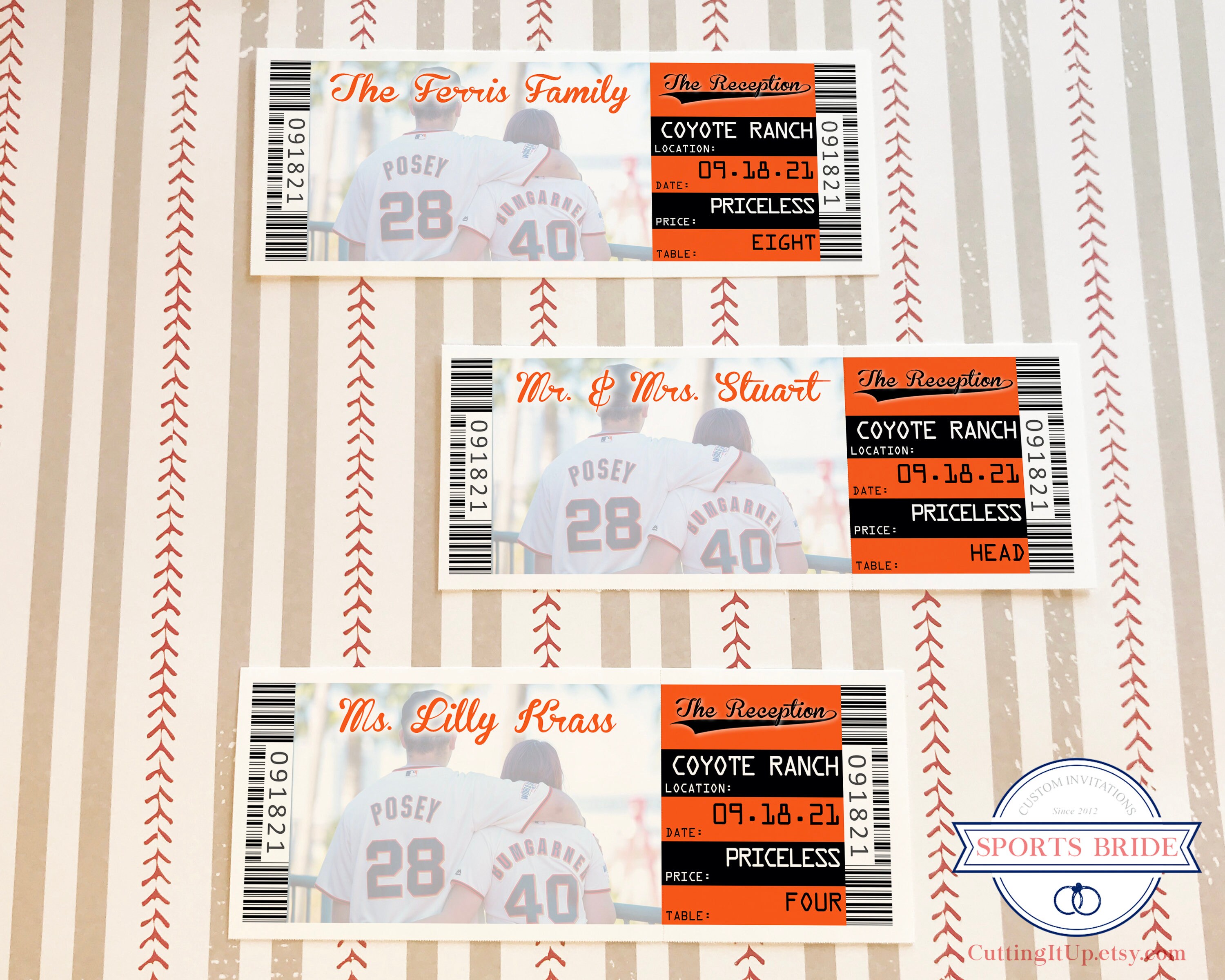 Giants Place Card Ticket Template San Francisco Baseball  Etsy