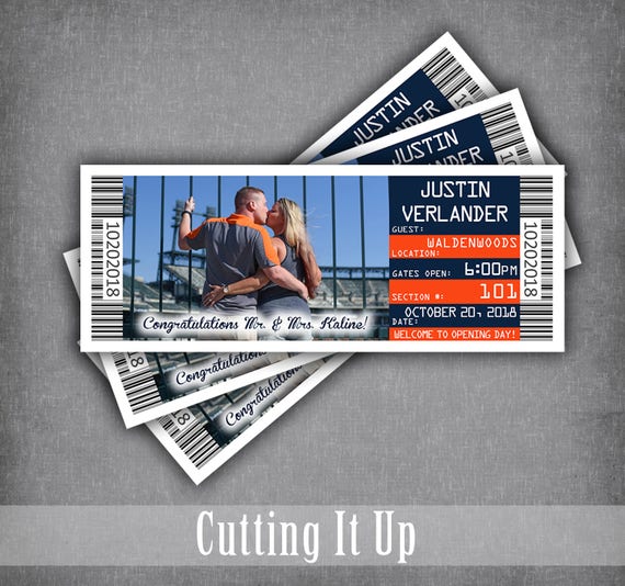 detroit tigers baseball wedding ticket place cards sports etsy