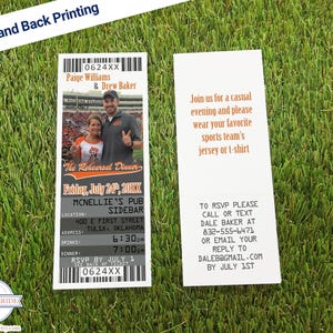 Football Ticket Wedding Rehearsal Dinner Invitations, Football Theme Invite Template, Oklahoma State Sports Wedding Printable Tickets image 2