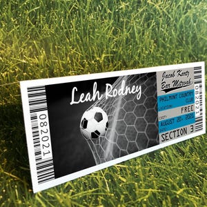 Soccer Bar Mitzvah Ticket Place Cards Template, Soccer Bat Mitzvah Table Placecards, Sports Team 13th Birthday Party Seating Chart Ticket