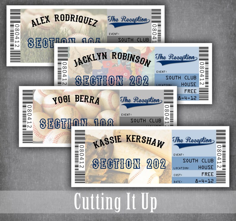 Los Angeles Dodgers Baseball Ticket Place Cards Baseball Etsy