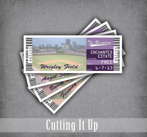 Baseball Wedding Place Card Tickets Ballpark Theme Reception Etsy