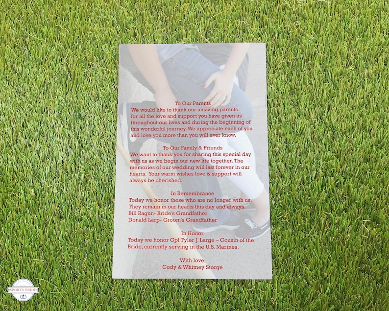 Minnesota Baseball Wedding Day Program Magazine, Philadelphia Sports Theme Wedding Team and Ceremony Folded Booklet, Personalized Timeline image 3