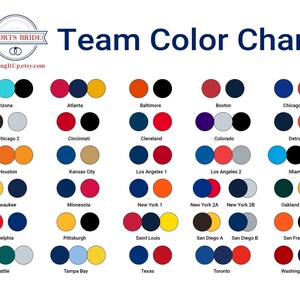 baseball team color chart showing professional team inspired color palettes for custom wedding stationery, invitations, signs and sports themed paper goods