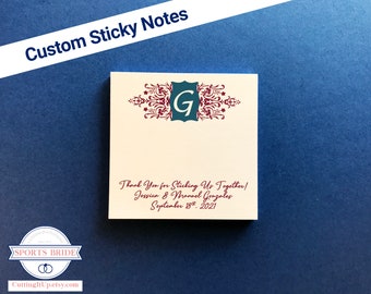 Monogram Custom Post-it® Notes Wedding Favor, Personalized Sticky Note Pad, Cute Reception Party Favor Set, Planner To Do List Notepad