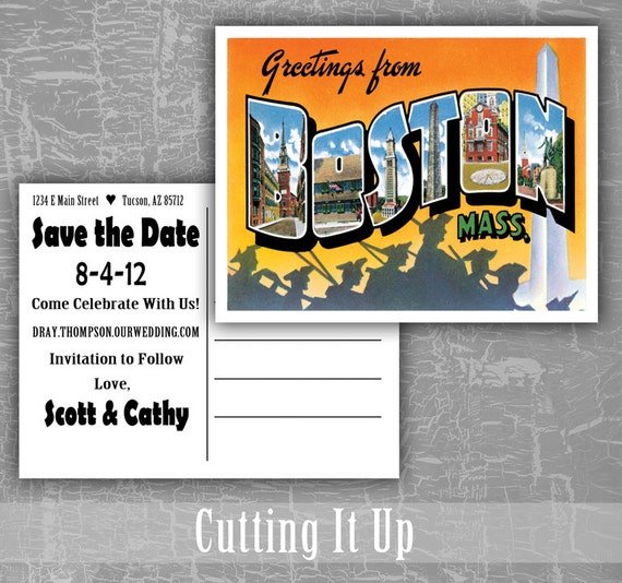 Destination Wedding Postcard Save The Dates Vintage Etsy