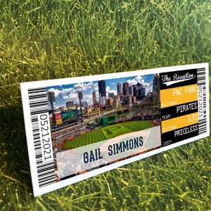 Pittsburgh Ticket Place Cards, Oakland Baseball Wedding Tented Seating Chart Table Placecards With Meal Choice, Digital Download Template