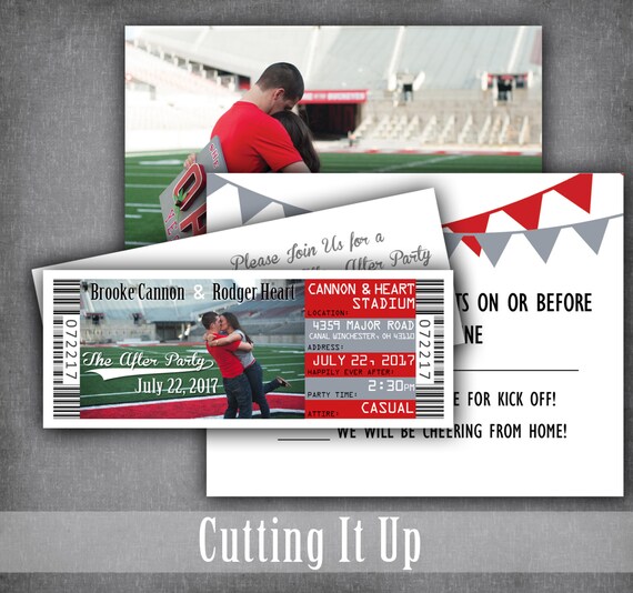 football wedding ticket invitations sports theme invitation etsy