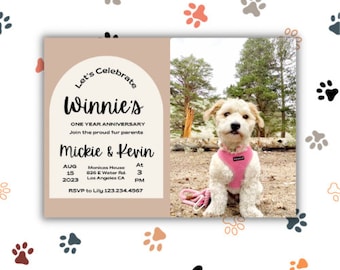 Custom Dog  Anniversary Party Invitation, Custom Neutral Dog  Party invite, Dog birthday party invite, Puppy Party Invite, Fur Mom