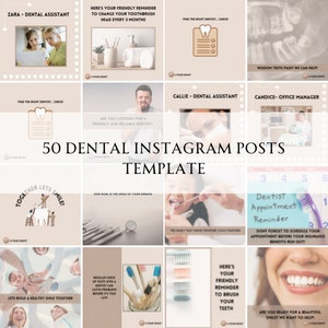 Neutral Dental Social Media Instagram Template, Marketing Templates, Beige Dental Office Instagram Template, Dental Social Media