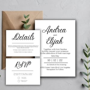 Vintage Modern wedding invitation template set | editable  wedding invitation template instant download, modern wedding invitation