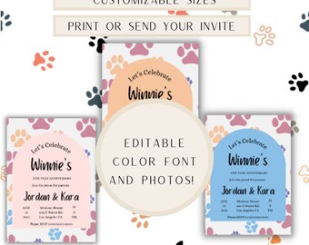 Custom Dog  Anniversary Party Invitation, Custom Neutral Dog  Party invite, Dog birthday party invite, Puppy Party Invite, Fur Mom