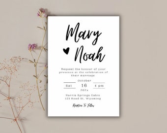 Minimal Wedding Invitation Set Template, Minimal Minimalism Wedding invitation