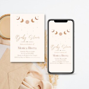 Boho Baby Shower Invitation Template| Editable baby shower invitation neutral