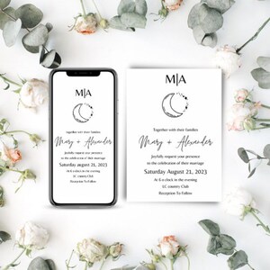Minimalism Wedding Invitation Template printable, Wedding Invitation Simple| Formal Wedding Invitation Black and White