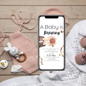 A Baby is brewing Baby Shower Invitation Template ,  Intimate Baby Shower, Diaper Party Invitation, coffee and tea baby shower