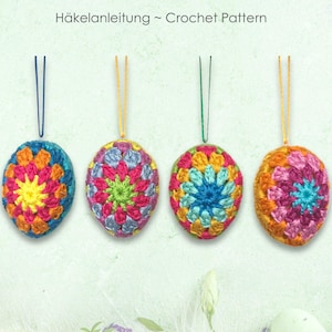 Crochet Pattern Easter Eggs Granny Square Stripes Design, beginner-friendly Crochet Tutorial, Easter Decor Pattern ENGLISH (US terms)