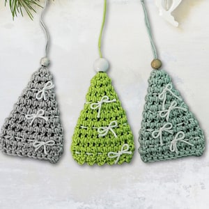 Crochet Pattern Small Christmas Trees | Christmas Decorations | Mini Tree Ornament | Gift Tag | Tree Garland | PDF