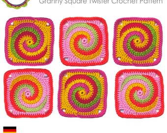 Crochet pattern Granny Square TWISTER Spiral PDF English (US terms)