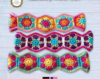 Crochet pattern Flower headband, suits all sizes hairband, flowerpower hair decor