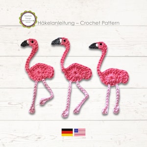 Crochet Pattern Flamingo patch appliqué, PDF
