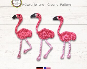 Crochet Pattern Flamingo patch appliqué, PDF