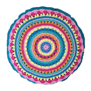 Crochet Pattern Round Cushion SUNRISE, Cushion With Crochet Application, incl. Sewing instructions PDF US terms image 7